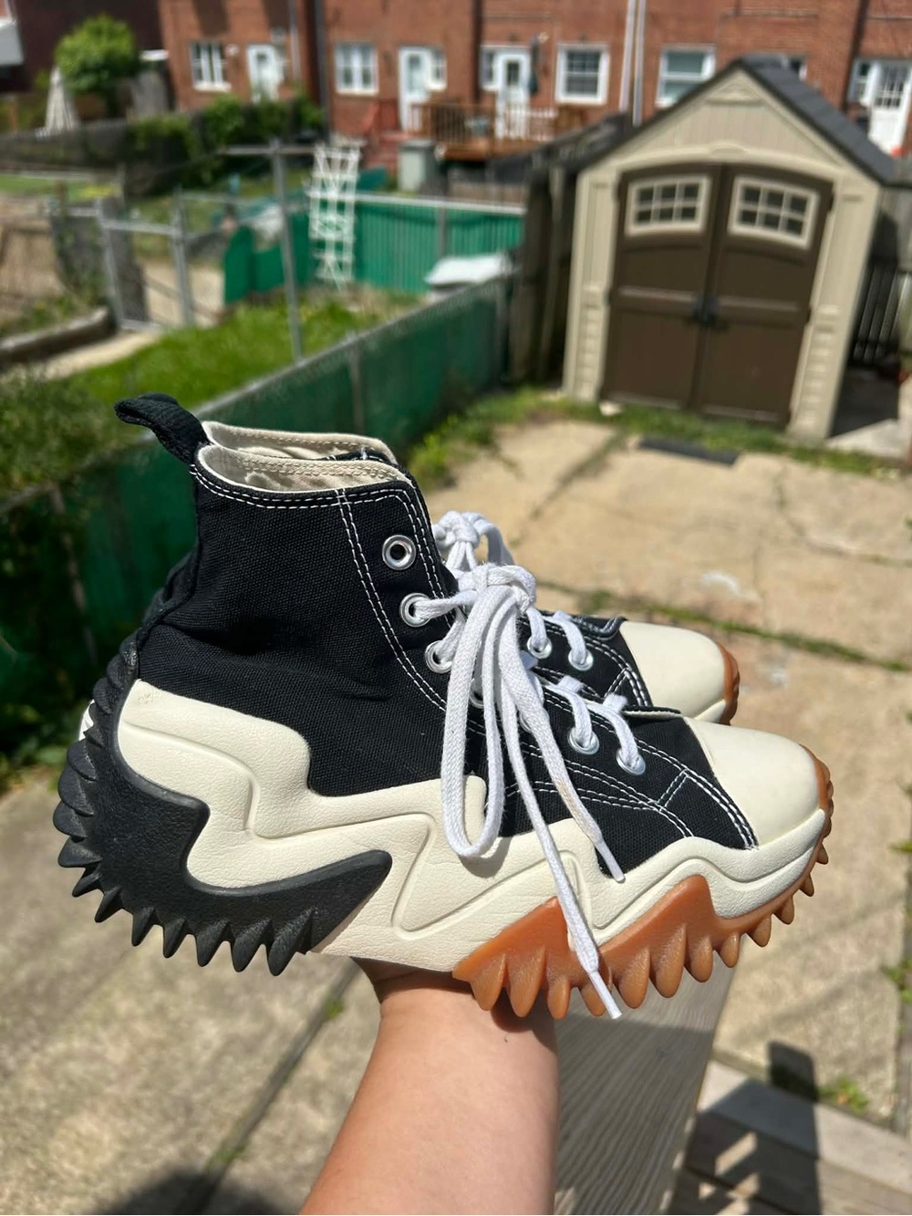Converse Black and White High-Top Sneakers with Gum and Black Ridged Sole